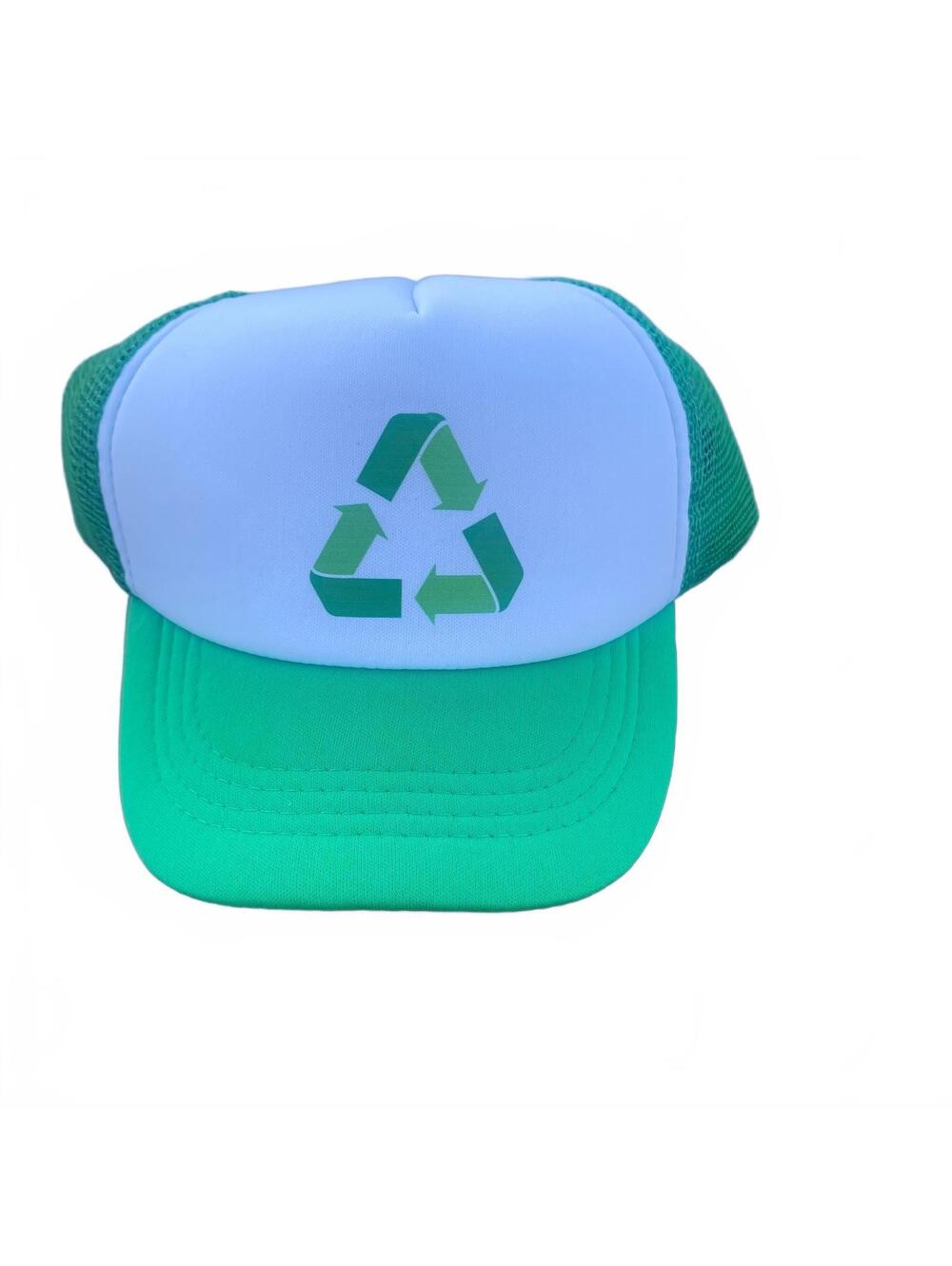 Eco-Friendly Recycle Symbol Green Mesh Trucker Hat